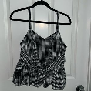 Black Gingham Peplum Tank Top